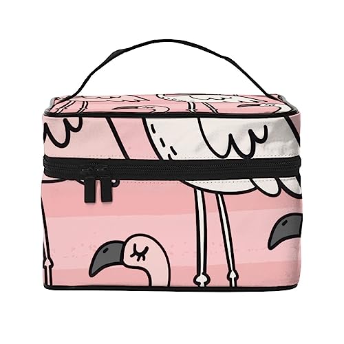 Niedliche Meerjungfrau reitet Einhorn Kosmetiktasche Make-up Tasche Reise Kosmetiktaschen für Frauen Kulturbeutel, Süßer Flamingo, Einheitsgröße von TOMPPY