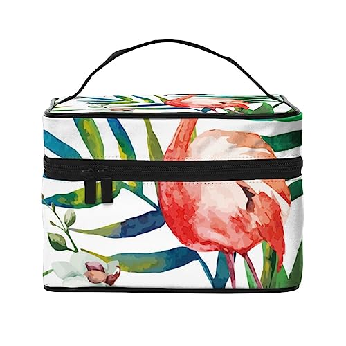 Niedliche Tier Lustige Fuchs Yoga Kosmetiktasche Make-up Tasche Reise Kosmetiktaschen für Frauen Kulturbeutel, Haubenblume und Flamingo, Einheitsgröße von TOMPPY