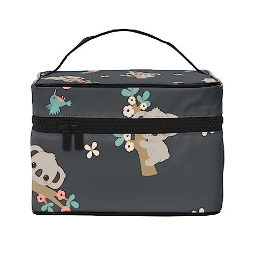 Niedliche schlafende Pandas Mond Regenbogen Wolken Landschaft Kosmetiktasche Make-up-Tasche Reise Kosmetiktaschen für Frauen Kulturbeutel, Niedliches Cartoon-Koala-Blumenmuster, Einheitsgröße von TOMPPY