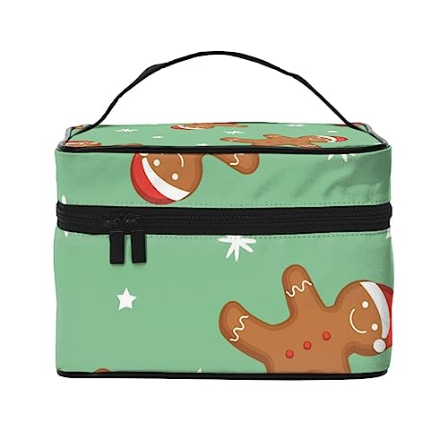 Niedliche schlafende Pandas Mond Regenbogen Wolken Landschaft Kosmetiktasche Make-up-Tasche Reise Kosmetiktaschen für Frauen Kulturbeutel, Niedliches Lebkuchenmann-Muster, Einheitsgröße von TOMPPY