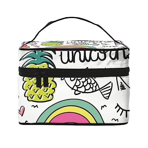 Ölgemälde Mohnfeld Moderne Impressionismus Kosmetiktasche Make-up Tasche Reise Kosmetiktaschen für Frauen Kulturbeutel, Einhorn Ananas Kaktus Regenbogen Muster, Einheitsgröße von TOMPPY