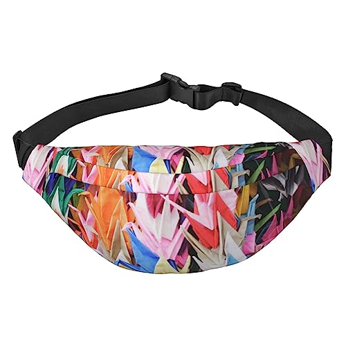 Origami-Papierkrane, bedruckte Bauchtaschen für Männer und Frauen, wasserdicht, modisch, Wandern, Hüfttasche für Sport, Laufen, Reisen, Schwarz , Einheitsgröße von TOMPPY