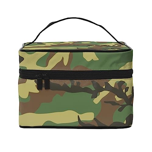 Pandas und Herzen Streifen Muster Kosmetiktasche Make-up Tasche Reise Kosmetiktaschen für Frauen Kulturbeutel, Militärisches Camouflage-Muster, Einheitsgröße von TOMPPY