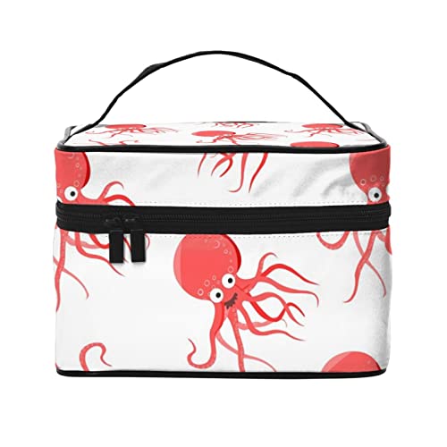 Pizza on Stripes Kosmetiktasche Make-up-Tasche Reise Kosmetiktaschen für Frauen Kulturbeutel, Rosa Oktopus-Muster, Einheitsgröße von TOMPPY