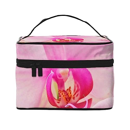 Pizza on Stripes Kosmetiktasche Make-up-Tasche Reise Kosmetiktaschen für Frauen Kulturbeutel, Rosa Orchideen Blüte, Einheitsgröße von TOMPPY