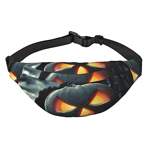 Pumpkin Lantern Printed Fanny Packs For Men Women Waterproof Fashion Hiking Waist Bag Large Crossbody Chest Bag For Sports Running Traveling, Black, One Size, Schwarz , Einheitsgröße von TOMPPY