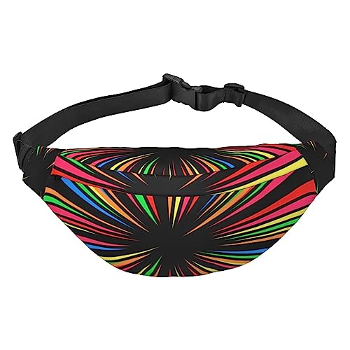 Regenbogenfarben bedruckte Bauchtaschen für Männer und Frauen, wasserdicht, modisch, Wandern, Hüfttasche, große Crossbody-Brusttasche für Sport, Laufen, Reisen, Schwarz, Einheitsgröße, Schwarz , von TOMPPY