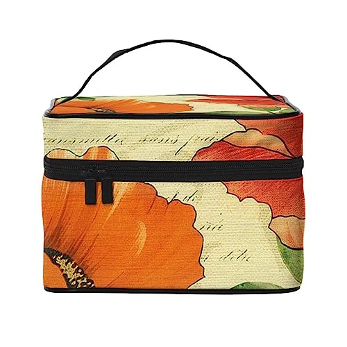 Retro Mohnblumen Kosmetiktasche Make-up Tasche Reise Kosmetiktaschen für Frauen Kulturbeutel, Retro-Mohnblumen, Einheitsgröße von TOMPPY