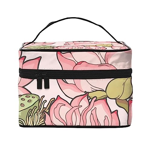 Rosa Lotus Kosmetiktasche Make-up Tasche Reise Kosmetiktaschen für Frauen Kulturbeutel, Pink Lotus, Einheitsgröße von TOMPPY