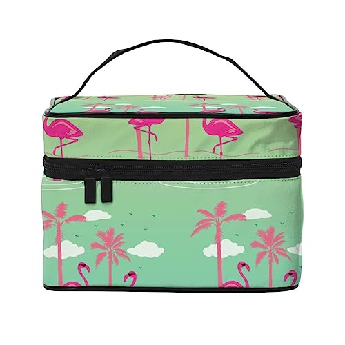 Rosa Lotus Kosmetiktasche Make-up Tasche Reise Kosmetiktaschen für Frauen Kulturbeutel, Rosa Flamingos mit Sonnenbrille, Einheitsgröße von TOMPPY