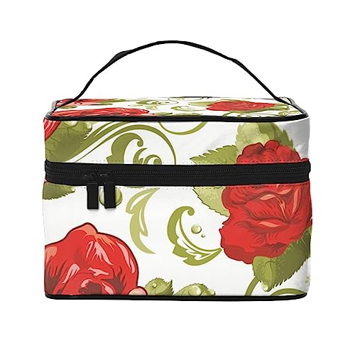 Rose Blume mit Buchstaben Kosmetiktasche Make-up Tasche Reise Kosmetiktaschen für Frauen Kulturbeutel, Romantische Rosa Multiflora, Einheitsgröße von TOMPPY