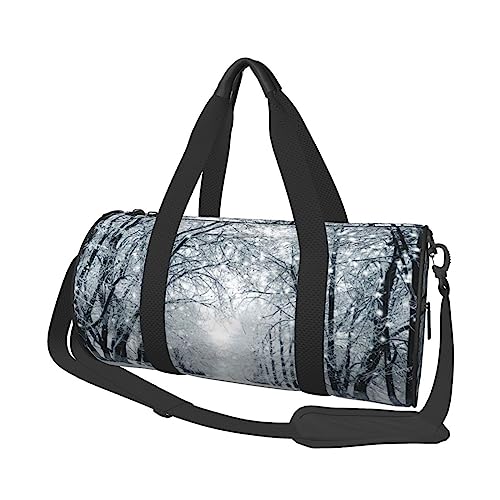 Schneelandschaft gedruckt Sport Duffel Bag Gym Tote Bag Weekender Reisetasche Sport Gym Bag für Workout Übernachtung Reisegepäck Damen Herren, Schwarz, Einheitsgröße, Schwarz , Einheitsgröße von TOMPPY