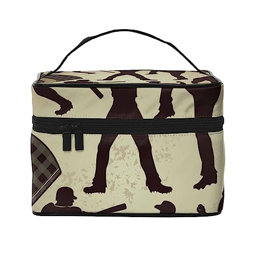 Schöne Rosen Kosmetiktasche Make-up Tasche Reise Kosmetiktaschen für Frauen Kulturbeutel, Baseballspieler Silhouetten Muster, Einheitsgröße von TOMPPY