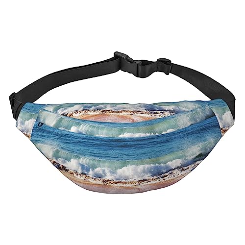 Sea Sunset In Olympic Park Coast Printed Fanny Packs For Men Women Waterproof Fashion Hiking Waist Bag Large Crossbody Chest Bag For Sports Running Traveling, Black, One Size, Schwarz , Einheitsgröße von TOMPPY