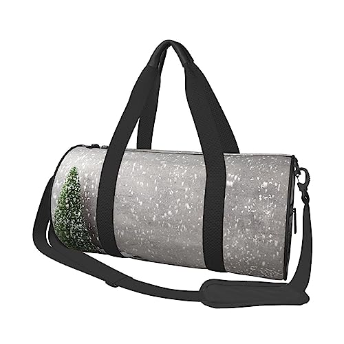 Snow Pine Tree Printed Sports Duffel Bag Gym Tote Bag Weekender Travel Bag Sports Gym Bag For Workout Overnight Travel Luggage Women Men, Black, One Size, Schwarz , Einheitsgröße von TOMPPY