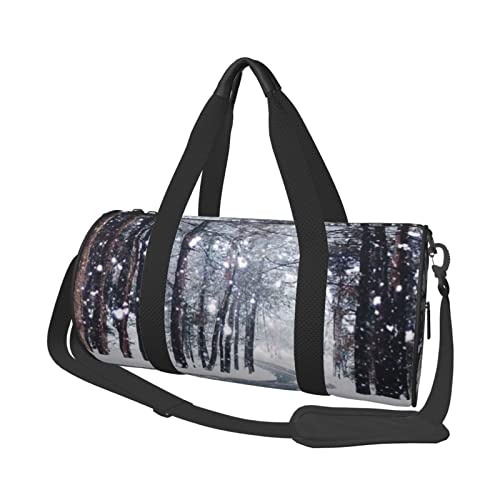 Snow Street Bedruckte Sporttasche Gym Tote Bag Weekender Reisetasche Sport Gym Bag für Workout Übernachtung Reisegepäck Damen Herren, Schwarz, Einheitsgröße, Schwarz , Einheitsgröße von TOMPPY