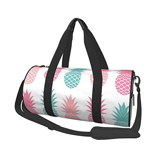 Sommer Ananas Gedruckt Sport Seesack Gym Tote Bag Weekender Reisetasche Sport Gym Bag Für Workout Übernachtung Reisegepäck Damen Herren, Schwarz, Einheitsgröße, Schwarz , Einheitsgröße von TOMPPY