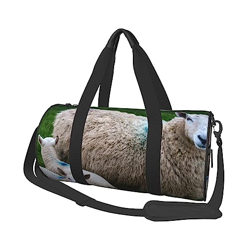 Sporttasche mit Schaf-Motiv, bedruckt, Sporttasche, Weekender, Reisetasche, Sporttasche, für Workout, Übernachtung, Reisegepäck, Damen, Herren, Schwarz, Einheitsgröße, Schwarz , Einheitsgröße von TOMPPY