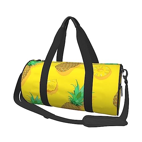 Sporttasche mit gelber Ananas-Druck, Sporttasche, Weekender, Reisetasche, Sporttasche, für Workout, Übernachtung, Reisegepäck, Damen, Herren, Schwarz, Einheitsgröße, Schwarz , Einheitsgröße von TOMPPY