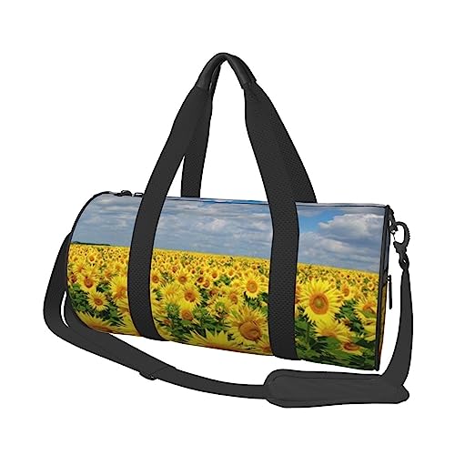 Spring Sunflowers Printed Sports Duffel Bag Gym Tote Bag Weekender Travel Bag Sports Gym Bag For Workout Overnight Travel Luggage Women Men, Black, One Size, Schwarz , Einheitsgröße von TOMPPY