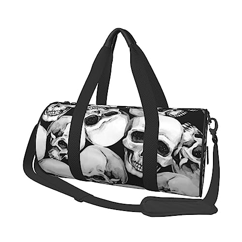 Sugar Skull Halloween Printed Sports Duffel Bag Gym Tote Bag Weekender Travel Bag Sports Gym Bag For Workout Overnight Travel Luggage Women Men, Black, One Size, Schwarz , Einheitsgröße von TOMPPY