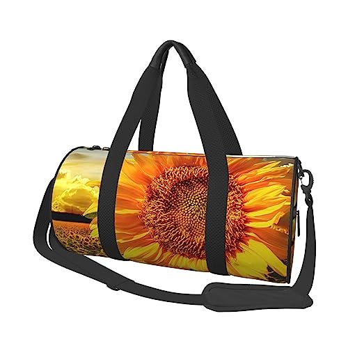 Sunflowers Drawing Printed Sports Duffel Bag Gym Tote Bag Weekender Travel Bag Sports Gym Bag For Workout Overnight Travel Luggage Women Men, Black, One Size, Schwarz , Einheitsgröße von TOMPPY