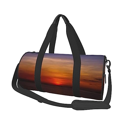 Sunset Is A Favorite Printed Sports Duffel Bag Gym Tote Bag Weekender Travel Bag Sports Gym Bag For Workout Overnight Travel Luggage Women Men, Black, One Size, Schwarz , Einheitsgröße von TOMPPY