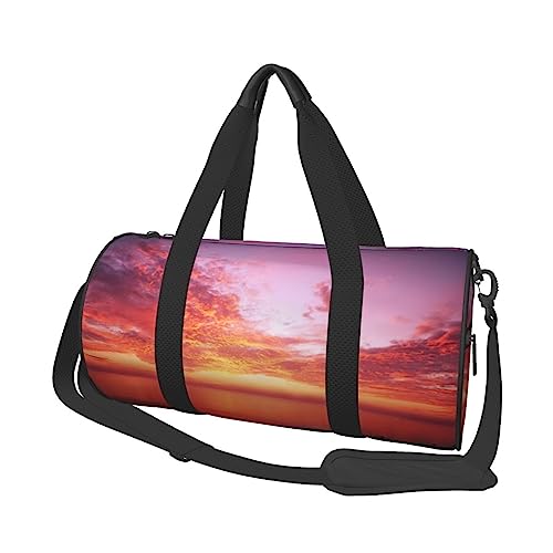 Sunset Over The Sea Printed Sports Duffel Bag Gym Tote Bag Weekender Travel Bag Sports Gym Bag For Workout Overnight Travel Luggage Women Men, Black, One Size, Schwarz , Einheitsgröße von TOMPPY