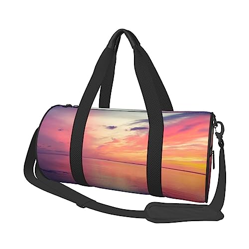 Sunset Printed Sports Duffel Bag Gym Tote Bag Weekender Travel Bag Sports Gym Bag For Workout Overnight Travel Luggage Women Men, Black, One Size, Schwarz , Einheitsgröße von TOMPPY