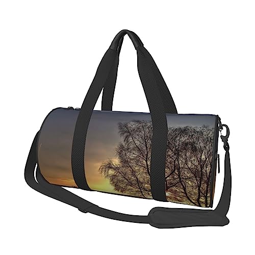 Sunset Printed Sports Duffel Bag Gym Tote Bag Weekender Travel Bag Sports Gym Bag For Workout Overnight Travel Luggage Women Men, Black, One Size, Schwarz , Einheitsgröße von TOMPPY