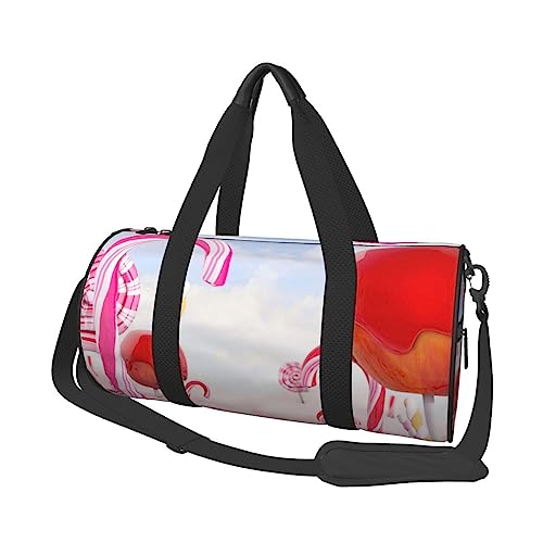 Sweet Candy Bedruckte Sporttasche Sporttasche Turnbeutel Weekender Reisetasche Sport Gym Bag für Workout Übernachtung Reisegepäck Damen Herren, Schwarz, Einheitsgröße, Schwarz , Einheitsgröße von TOMPPY