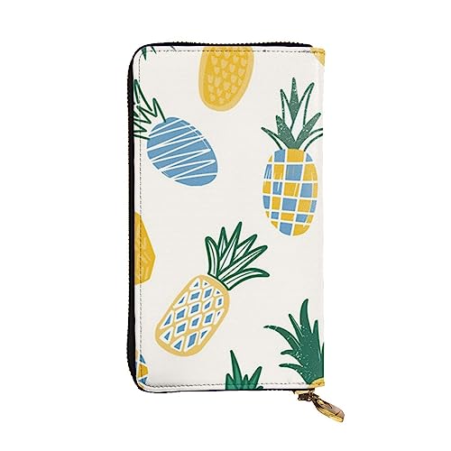 TOMPPY Ananas-Muster gedruckt Frauen lange Brieftasche Reißverschluss um Brieftasche Clutch Geldbörse Kartenhalter Organizer, schwarz, Einheitsgröße, Schwarz , Einheitsgröße von TOMPPY