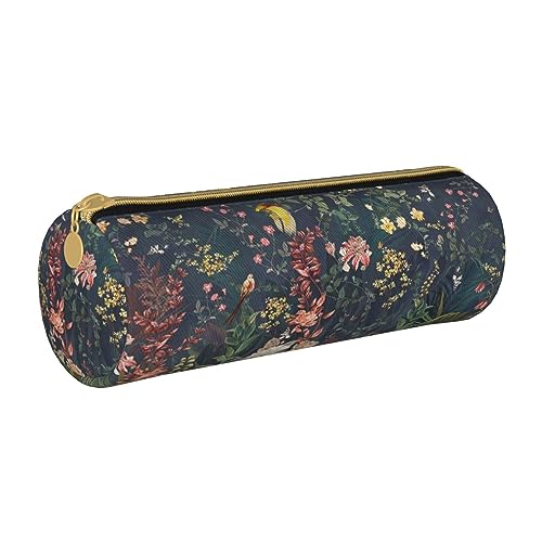 TOMPPY Blumen Vögel Gedruckt Bleistift Fall Leder Bleistift Tasche Tragbare Schreibwaren Organizer Bleistift Halter Make-up Tasche Mit Reißverschluss, weiß, Einheitsgröße, modisch von TOMPPY