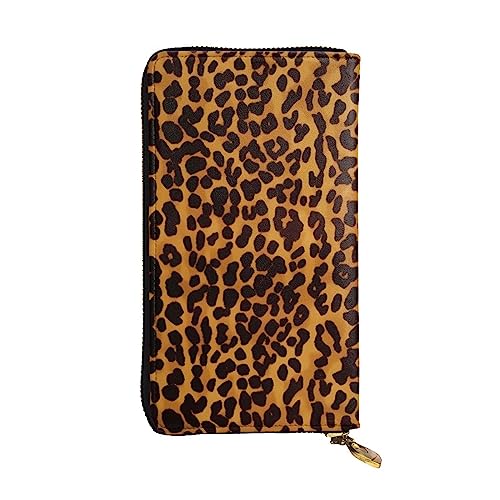 TOMPPY Coole Cheetah Leopard bedruckte Damen lange Geldbörse mit Reißverschluss rund um Geldbörse Clutch Kartenhalter Organizer, Schwarz , Einheitsgröße von TOMPPY