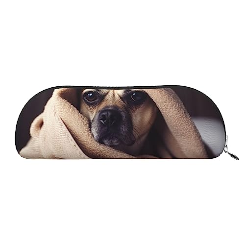 TOMPPY Dog In A Blanket Bedrucktes Federmäppchen Stehen Bis Bleistift Beutel Kleine Bleistifthalter Fall Schreibwaren Organizer Make-up Tasche Mit Reißverschluss, silber, Einheitsgröße, modisch von TOMPPY