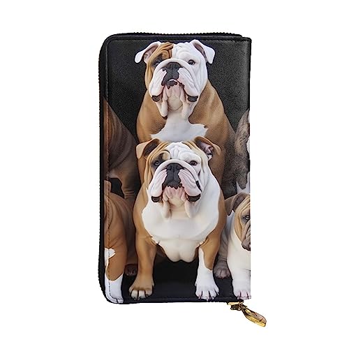 TOMPPY Englische Bulldoggen-bedruckte Damen-Geldbörse, lang, Reißverschluss, Clutch, Geldbörse, Kartenhalter, Organizer, Schwarz, Einheitsgröße, Schwarz , Einheitsgröße von TOMPPY