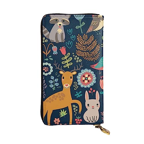 TOMPPY Eule Kaninchen Vogel Fuchs Bedruckt Damen Lange Geldbörse Reißverschluss Um Geldbörse Clutch Geldbörse Kartenhalter Organizer, Schwarz , Einheitsgröße von TOMPPY