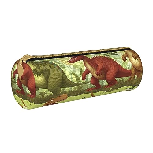 TOMPPY Federmäppchen aus Leder, Motiv: Dinosaurier, tragbar, für Schreibwaren, Organizer, Make-up-Tasche mit Reißverschluss, weiß, Einheitsgröße, modisch von TOMPPY