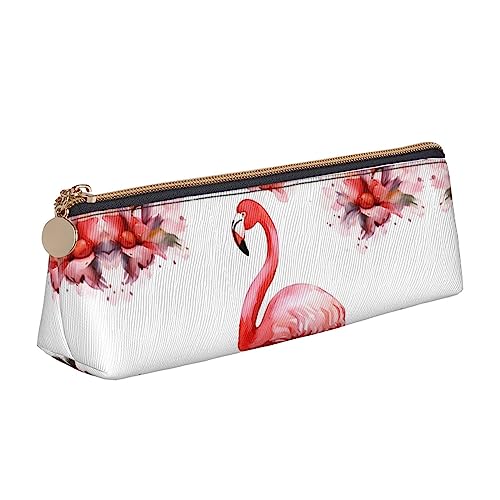 TOMPPY Federmäppchen aus Leder, Motiv: Halloween-Flamingo-Hexenhut, tragbar, für Schreibwaren, Organizer, Make-up-Tasche mit Reißverschluss, Flamingo, Einheitsgröße, Make-up-Tasche von TOMPPY