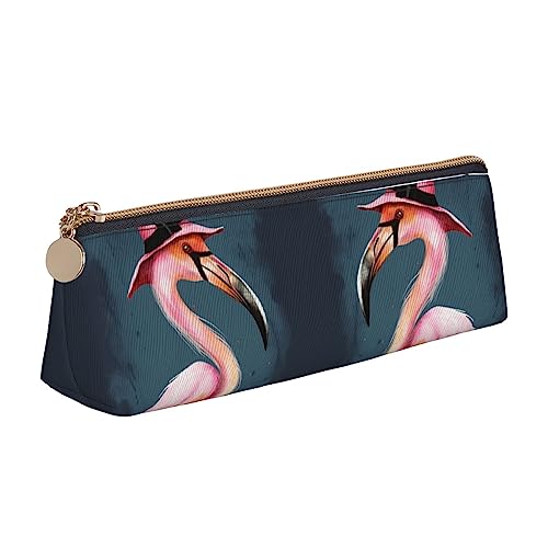 TOMPPY Federmäppchen aus Leder, Motiv: Halloween-Flamingo-Hexenhut, tragbar, für Schreibwaren, Organizer, Make-up-Tasche mit Reißverschluss, Halloween Flamingo Hexenhut, Einheitsgröße, modisch von TOMPPY