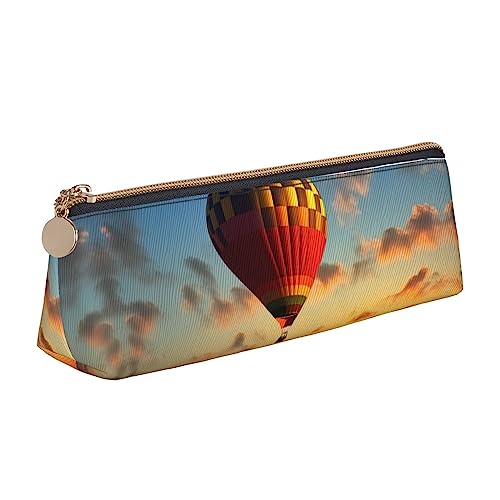 TOMPPY Federmäppchen aus Leder, Motiv: Jagd, Fliegendes Wild, tragbar, für Schreibwaren, Organizer, Make-up-Tasche mit Reißverschluss, Heißluftballon Sonnenuntergang, Einheitsgröße, modisch von TOMPPY