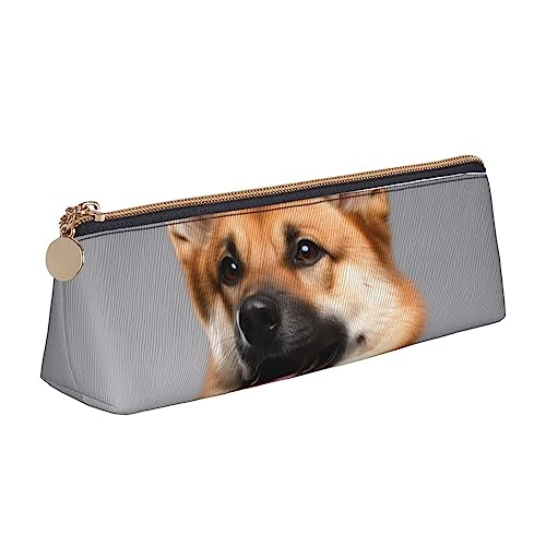 TOMPPY Federmäppchen mit Hundemotiv, Leder, tragbar, für Schreibwaren, Organizer, Bleistift-Halter, Make-up-Tasche mit Reißverschluss, hund, Einheitsgröße, Make-up-Tasche von TOMPPY