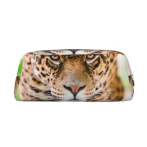 TOMPPY Federmäppchen mit Leopardenmuster, Stand-Up-Bleistift-Beutel, kleiner Bleistift-Halter-Etui, Schreibwaren-Organizer, Make-up-Tasche mit Reißverschluss, silber, Einheitsgröße, Make-up-Tasche von TOMPPY