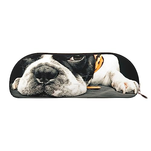 TOMPPY Französische Bulldogge Gedruckt Bleistift Fall Stand Up Bleistift Beutel Kleine Bleistifthalter Fall Schreibwaren Organizer Make-up Tasche Mit Reißverschluss, gold, Einheitsgröße, modisch von TOMPPY