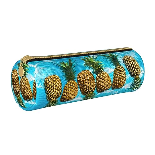 TOMPPY Frische Reife Ananas Schweben In Reinem Wasser Gedruckt Bleistift Fall Leder Bleistift Tasche Tragbare Schreibwaren Organizer Bleistift Halter Make-up Tasche Mit Reißverschluss, weiß, von TOMPPY