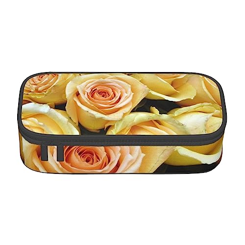 TOMPPY Gelbe Rose Gedruckt Bleistift Fall Große Kapazität Bleistift Tasche Tragbare Bleistift Tasche Büro Schreibwaren Organizer, gelb, Einheitsgröße, Tragbar, einfach, Reisen, einzigartig von TOMPPY