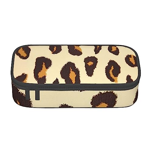 TOMPPY Gelber Leoparden-bedruckter Bleistift-Kasten Große Kapazität Bleistift Beutel Tragbare Bleistift Tasche Büro Schreibwaren Veranstalter, gelb, Einheitsgröße, Tragbar, einfach, Reisen, von TOMPPY