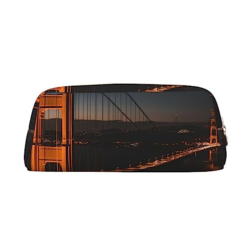 TOMPPY Golden Gate Bridge Bedrucktes Federmäppchen Stand Up Pencil Pouch Kleine Bleistifthalter Fall Schreibwaren Organizer Make-up-Tasche mit Reißverschluss, gold, Einheitsgröße, Make-up-Tasche von TOMPPY