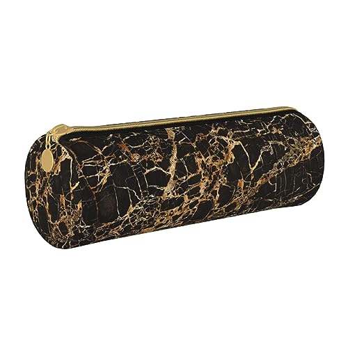 TOMPPY Golden Marble Printed Pencil Case Leather Pencil Pouch Portable Stationery Organizer Pencil Holder Makeup Bag with Zipper Closure, weiß, Einheitsgröße, Make-up-Tasche von TOMPPY