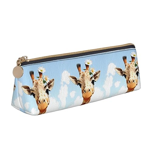 TOMPPY Goldener Glitzer Weihnachtsbaum Gedruckt Bleistift Fall Leder Bleistift Tasche Tragbare Schreibwaren Organizer Bleistift Halter Make-up Tasche Mit Reißverschluss, giraffe, Einheitsgröße, von TOMPPY